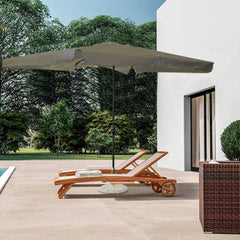 Parasol rectangulaire IMPERIA poteau central 6 Tiges 3x2mt GRIS Jardin