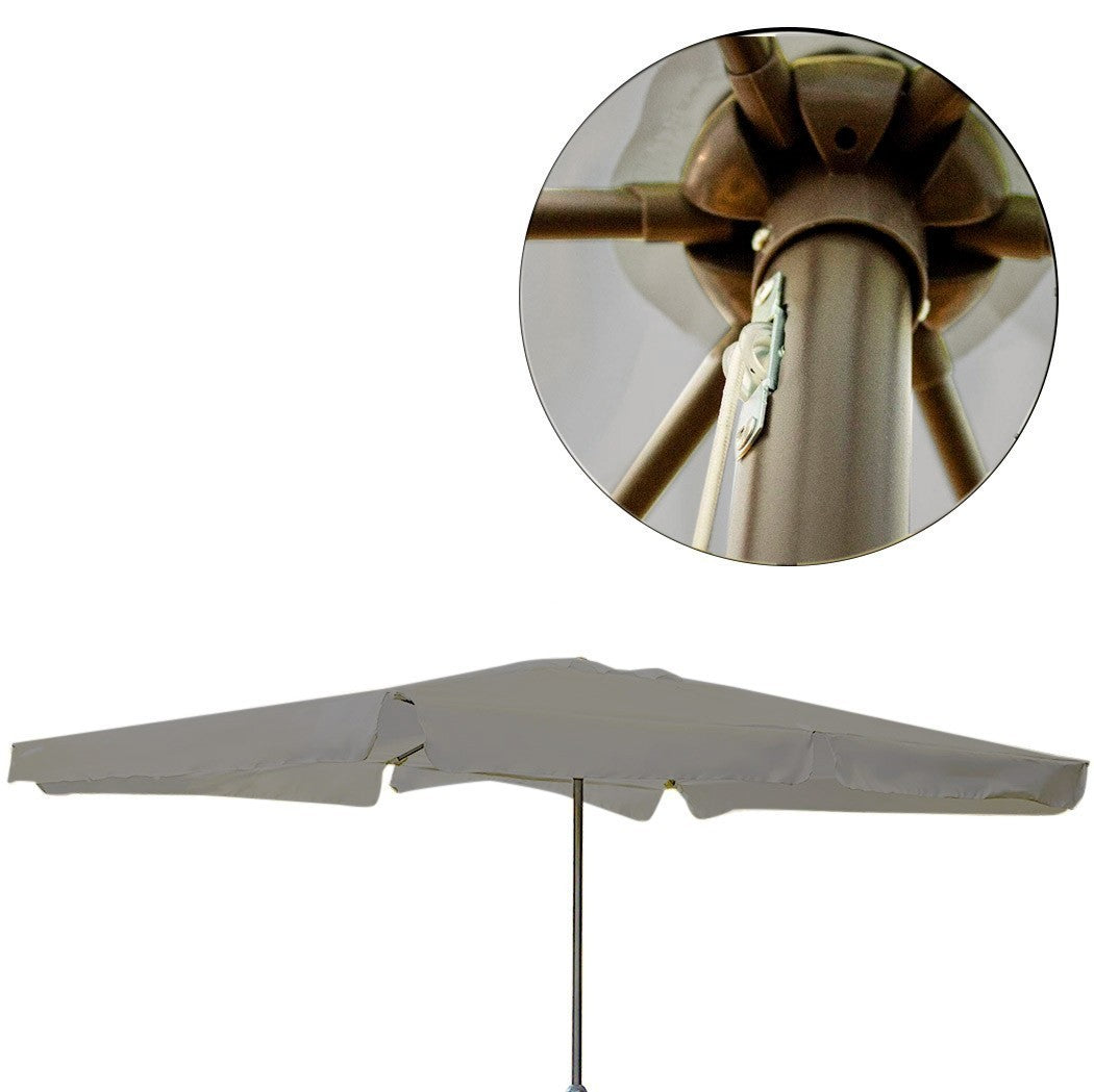 Parasol rectangulaire IMPERIA poteau central 6 Tiges 3x2mt GRIS Jardin