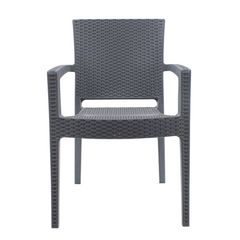 Set 2 Chaises NARCISO résine effet rotin avec accoudoirs empilable pour Outdoor