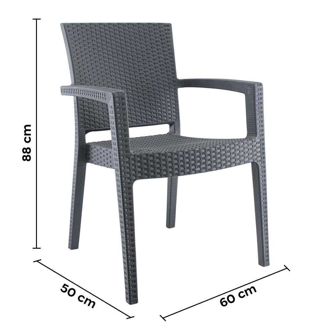 Set 2 Chaises NARCISO résine effet rotin avec accoudoirs empilable pour Outdoor