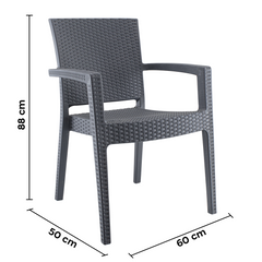 Set 2 Chaises NARCISO résine effet rotin avec accoudoirs empilable pour Outdoor