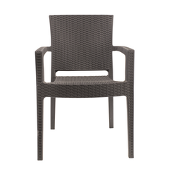 Set 2 Chaises NARCISO résine effet rotin avec accoudoirs empilable pour Outdoor