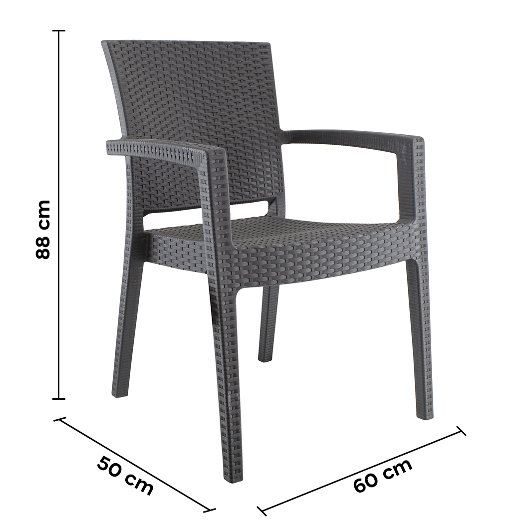 Set 2 Chaises NARCISO résine effet rotin avec accoudoirs empilable pour Outdoor
