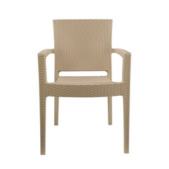 Set 2 Chaises NARCISO résine effet rotin avec accoudoirs empilable pour Outdoor