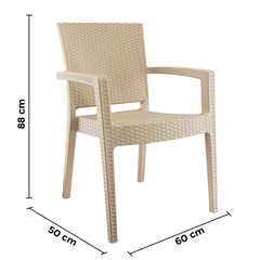Set 2 Chaises NARCISO résine effet rotin avec accoudoirs empilable pour Outdoor