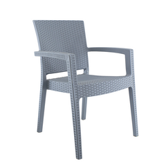 Set 2 Chaises NARCISO résine effet rotin avec accoudoirs empilable pour Outdoor