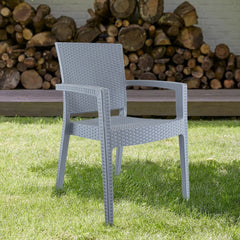 Set 2 Chaises NARCISO résine effet rotin avec accoudoirs empilable pour Outdoor