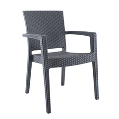 Set 2 Chaises NARCISO résine effet rotin avec accoudoirs empilable pour Outdoor
