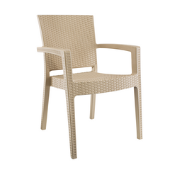 Set 2 Chaises NARCISO résine effet rotin avec accoudoirs empilable pour Outdoor