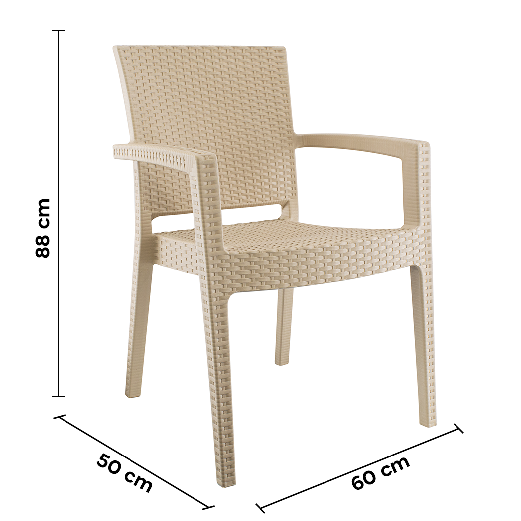 Set 2 Chaises NARCISO résine effet rotin avec accoudoirs empilable pour Outdoor