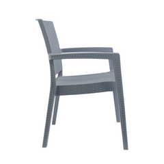 Set 2 Chaises NARCISO résine effet rotin avec accoudoirs empilable pour Outdoor