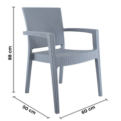 Set 2 Chaises NARCISO résine effet rotin avec accoudoirs empilable pour Outdoor