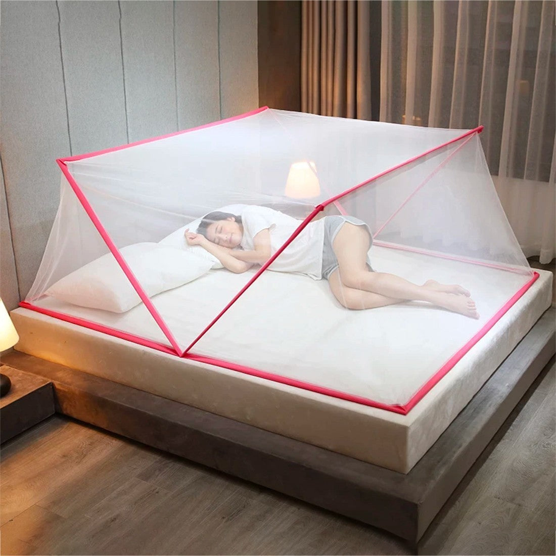 103387 Moustiquaire pour lit nylon maille hexagonale pliante Taille L 190x160cm