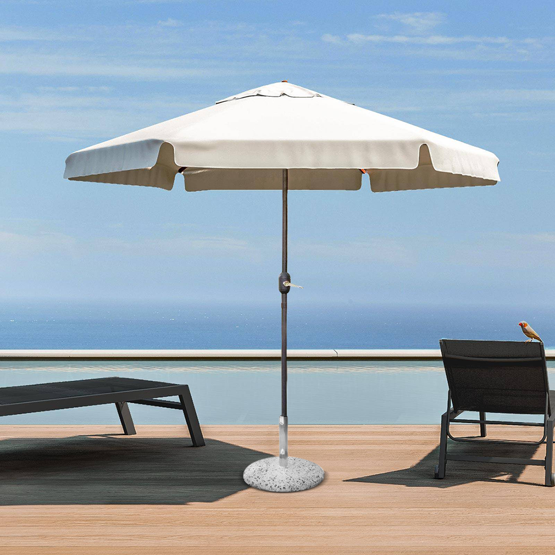 Parasol rond SOLARA poteau central et 6 baleines 2,7 m Salon de Jardin
