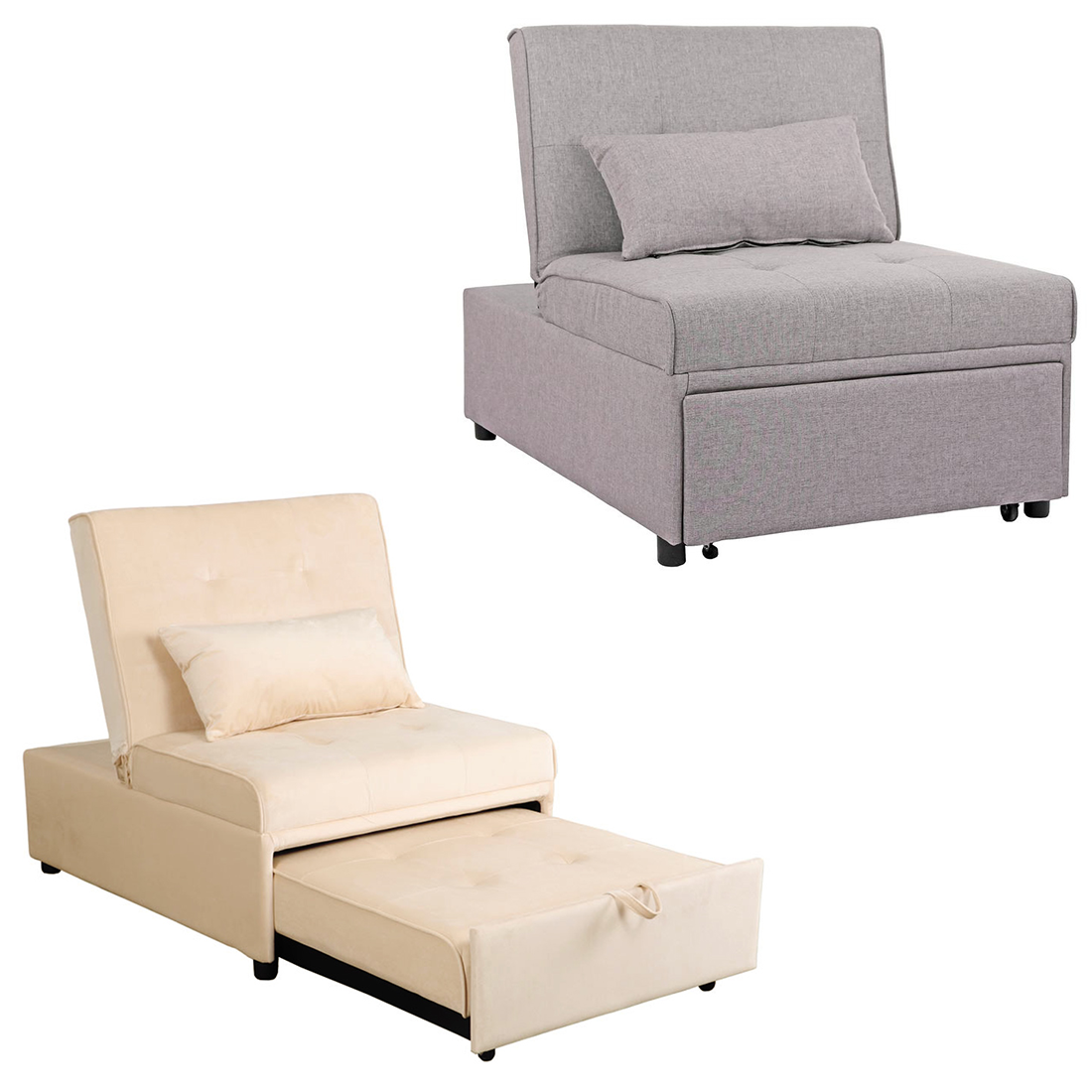 Fauteuil lit simple avec coussin de canapé extensible peu encombrant COOKIE