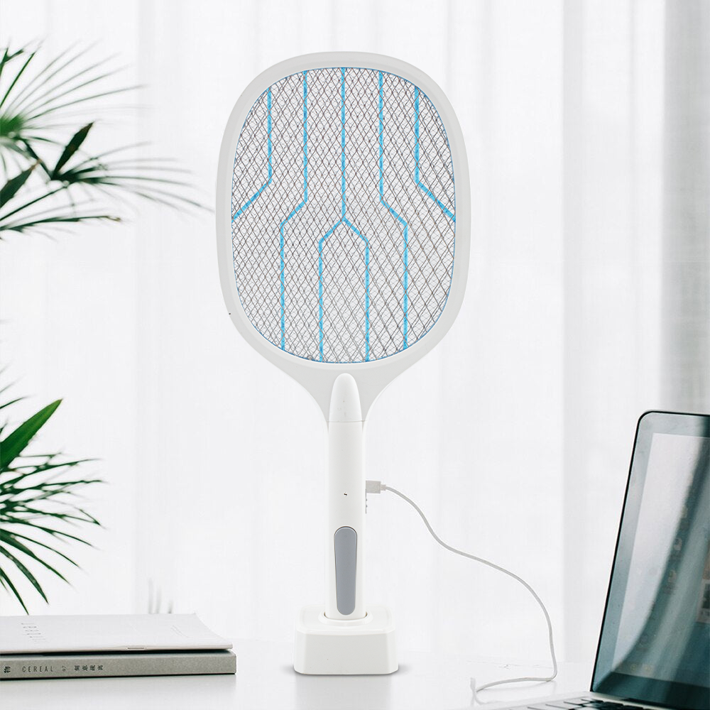 098224 Raquette électrique anti-insectes rechargeable anti moustique lumière UV