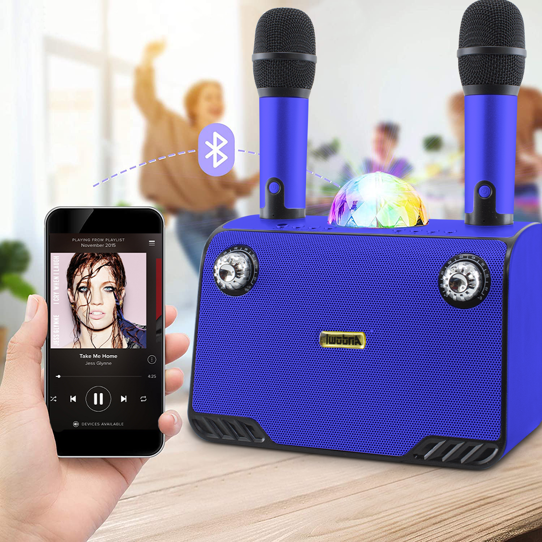 Haut-parleur Bluetooth sans fil karaoké 714386 portable avec 2 microphones