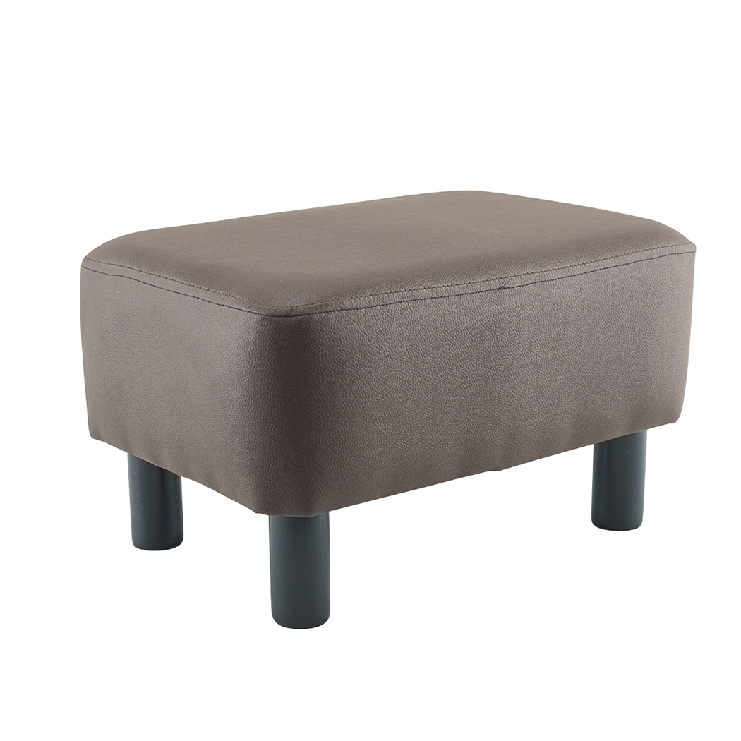 Repose-Pieds Pouf Rectangulaire Faux Cuir Pieds en Bois ou Tabouret de Chambre