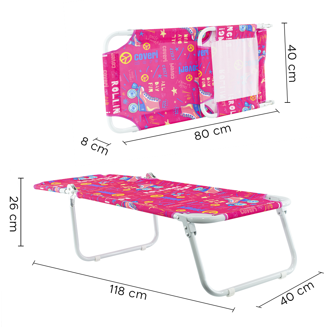 Chaise longue de plage enfant COVERI chaise longue pliante et réglable en métal