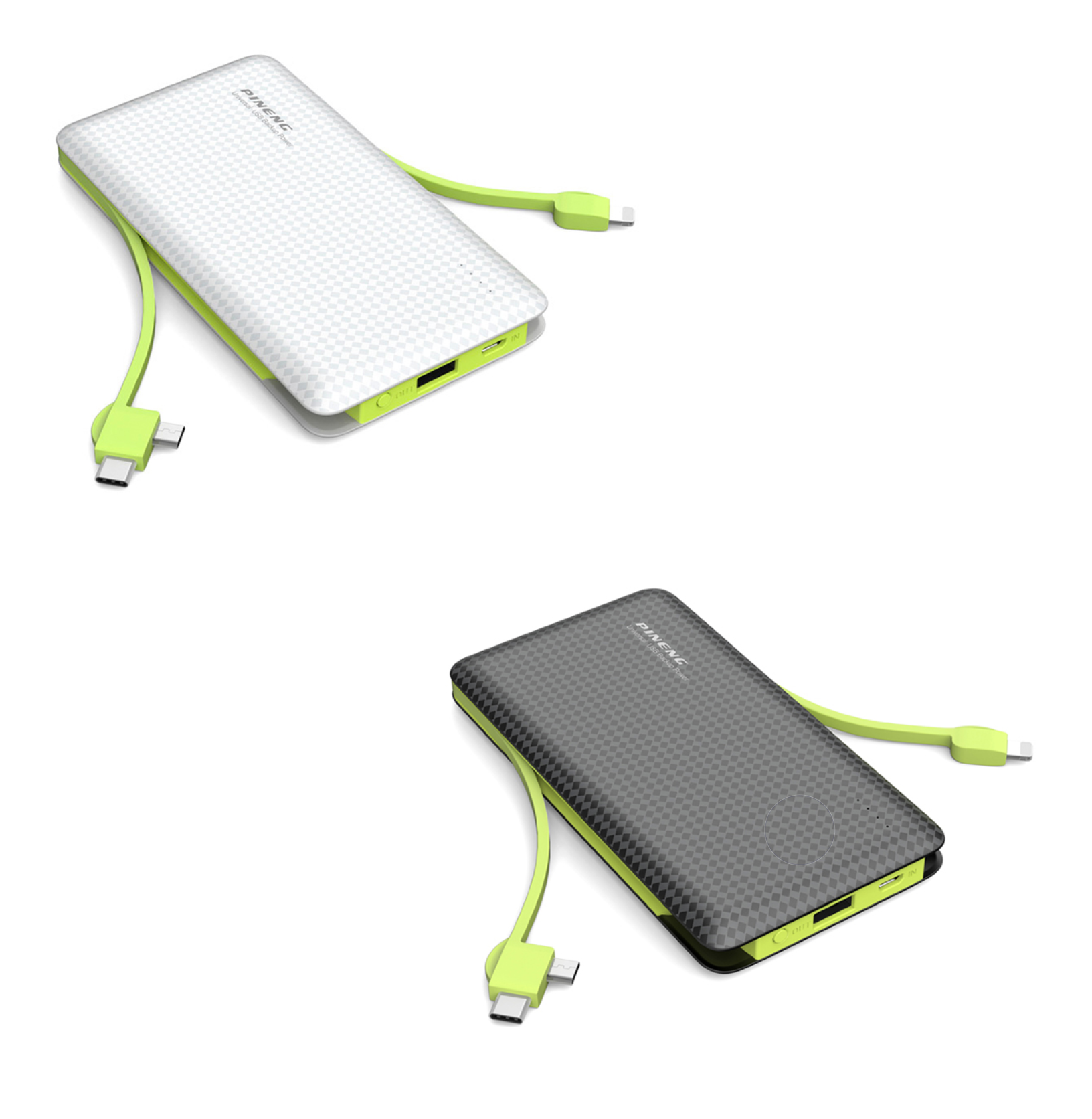 Slim Power Bank 10000 mAh Chargeur Portable Slim 3 Prises Câbles Inclus