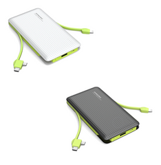 Slim Power Bank 10000 mAh Chargeur Portable Slim 3 Prises Câbles Inclus