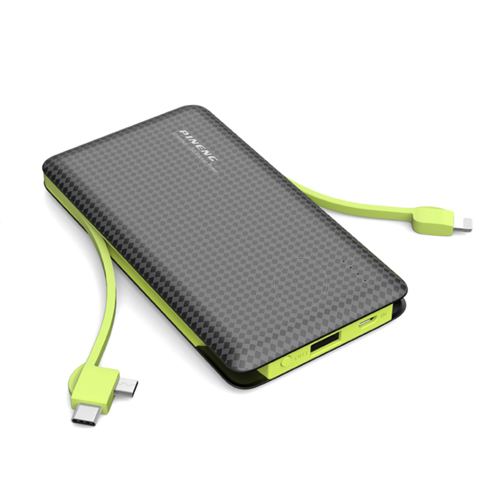 Slim Power Bank 10000 mAh Chargeur Portable Slim 3 Prises Câbles Inclus