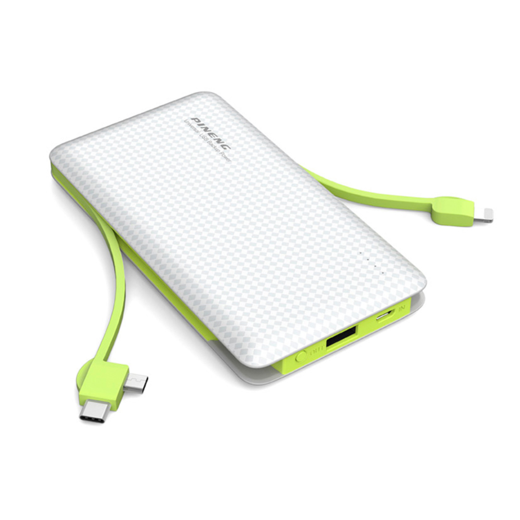Slim Power Bank 10000 mAh Chargeur Portable Slim 3 Prises Câbles Inclus