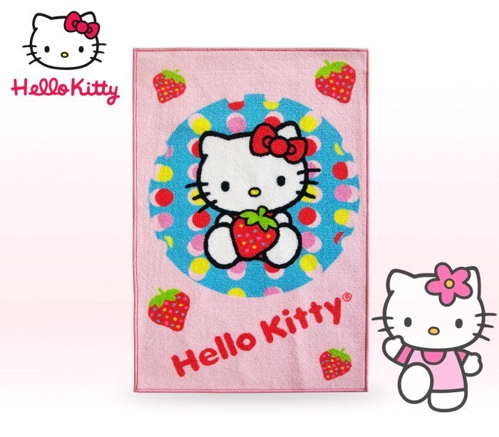 Tapis enfants HELLO KITTY - garçon et fille - rose (67 x 100 cm) - Décor-