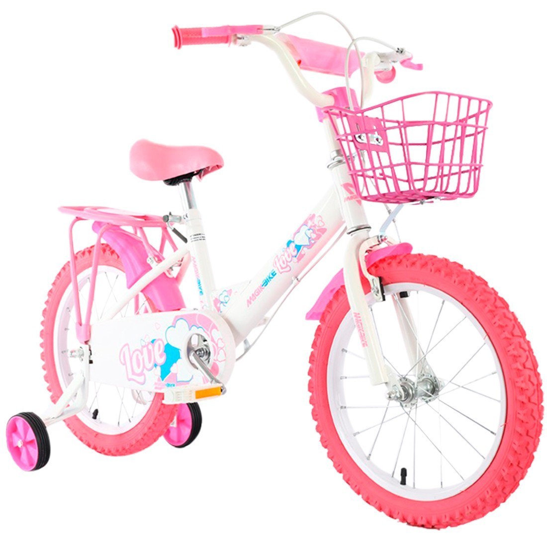 Vélo enfant Magic taille 16" LOVE line âge 5-7 ans roues et panier
