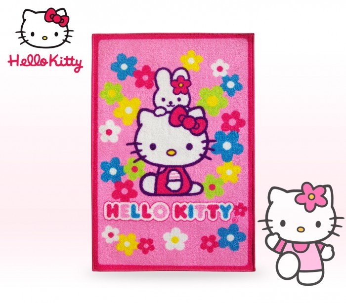 Tapis enfants HELLO KITTY - garçon et fille - rose (67 x 100 cm) - Décor-