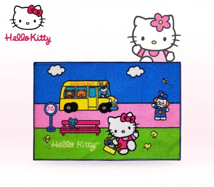 Tapis enfants HELLO KITTY - garçon et fille - rose (67 x 100 cm) - Décor-