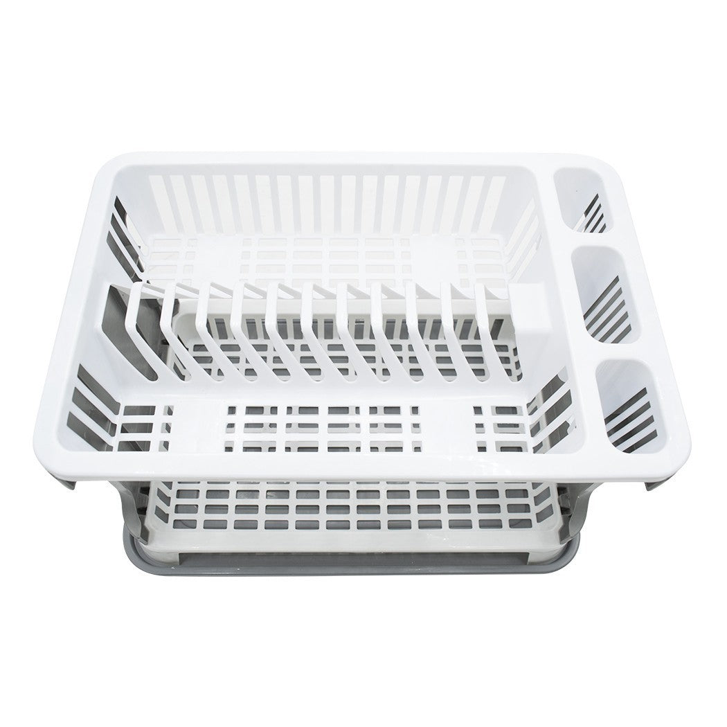 26029 Égouttoir à vaisselle en plastique rotin 2 niveaux pour évier de cuisine