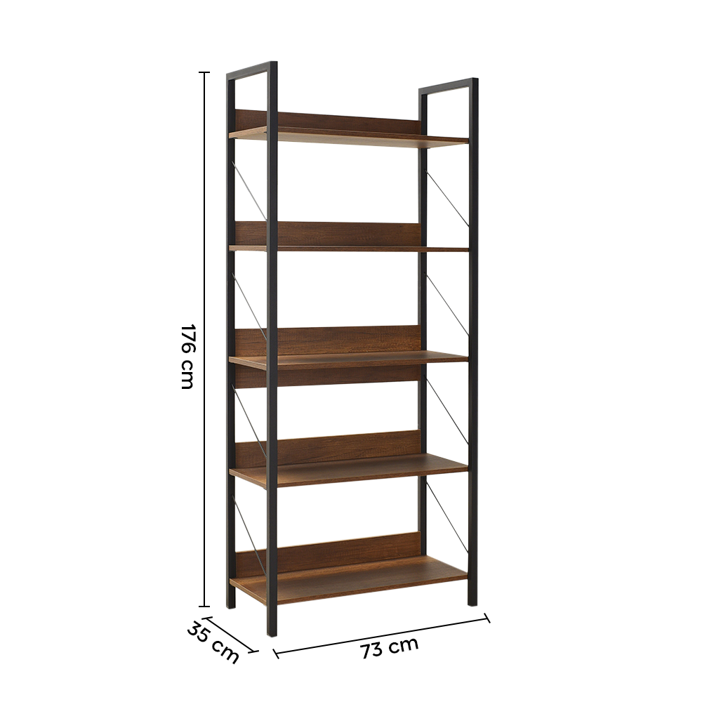 KTP750 bibliothèque en bois design moderne avec 5 étagères pour bureau 73x176x35