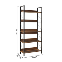 KTP750 bibliothèque en bois design moderne avec 5 étagères pour bureau 73x176x35