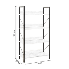 Bibliothèque bois KTP740 design moderne 4 étagères pour maison bureau 139x73x35