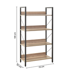 Bibliothèque bois KTP740 design moderne 4 étagères pour maison bureau 139x73x35