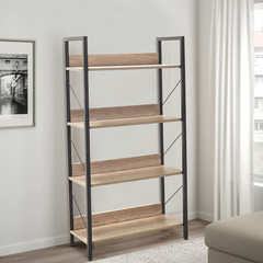 Bibliothèque bois KTP740 design moderne 4 étagères pour maison bureau 139x73x35