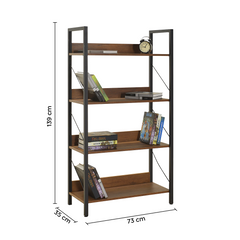 Bibliothèque bois KTP740 design moderne 4 étagères pour maison bureau 139x73x35