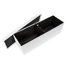 Chaise de rangement pliante pour bottes en simili cuir avec couvercle rembourré