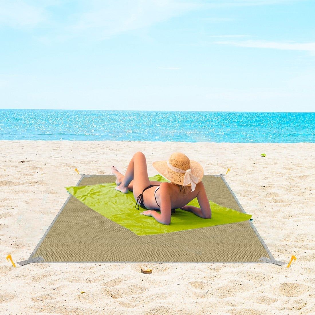 589236 Serviette de plage coupe-sable et coupe-vent 150x200cm avec pinces