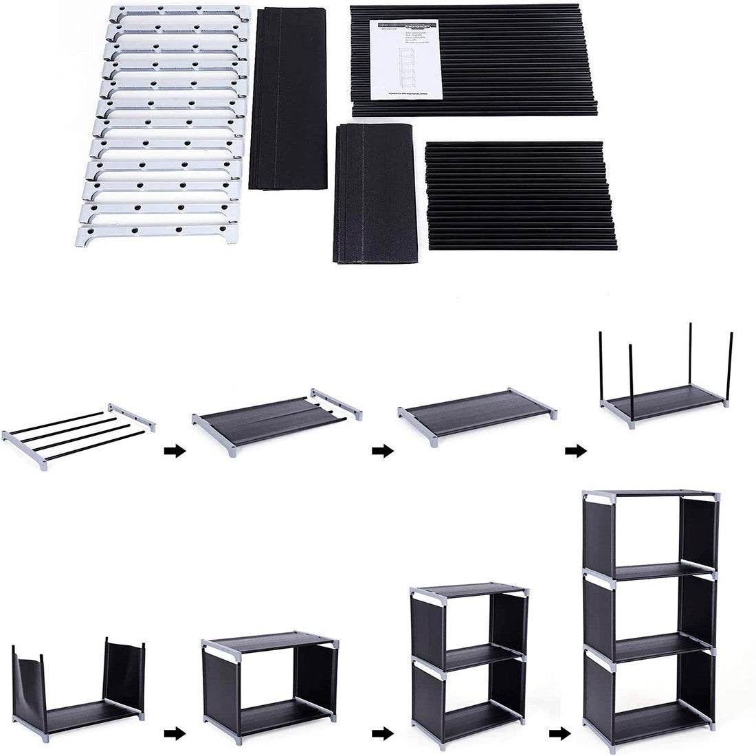 Bibliothèque 5 étagères modulables pour salon 50x30x180 cm