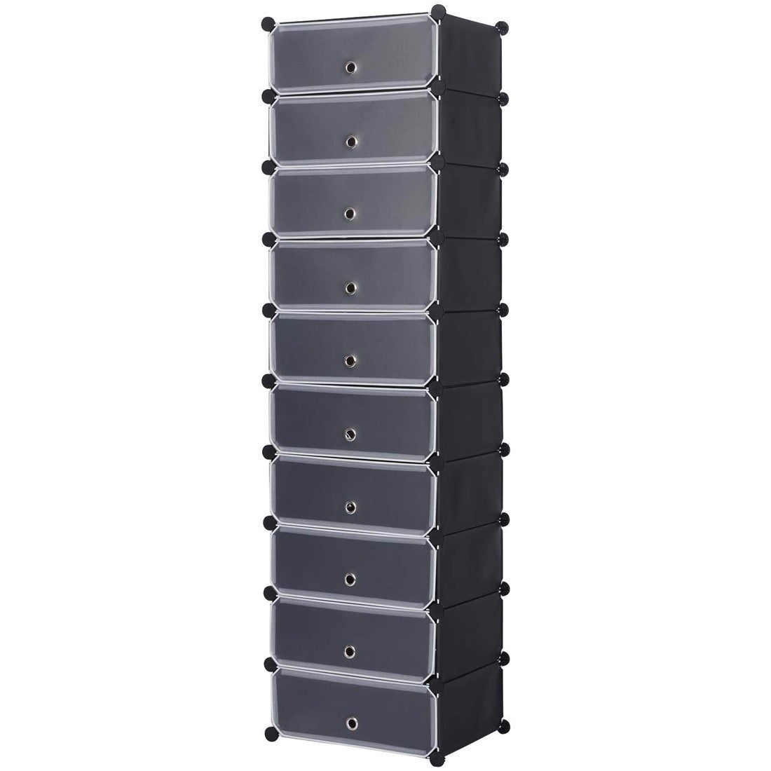 Étagère à chaussures modulaire 10 compartiments rangement peu encombrants en PVC
