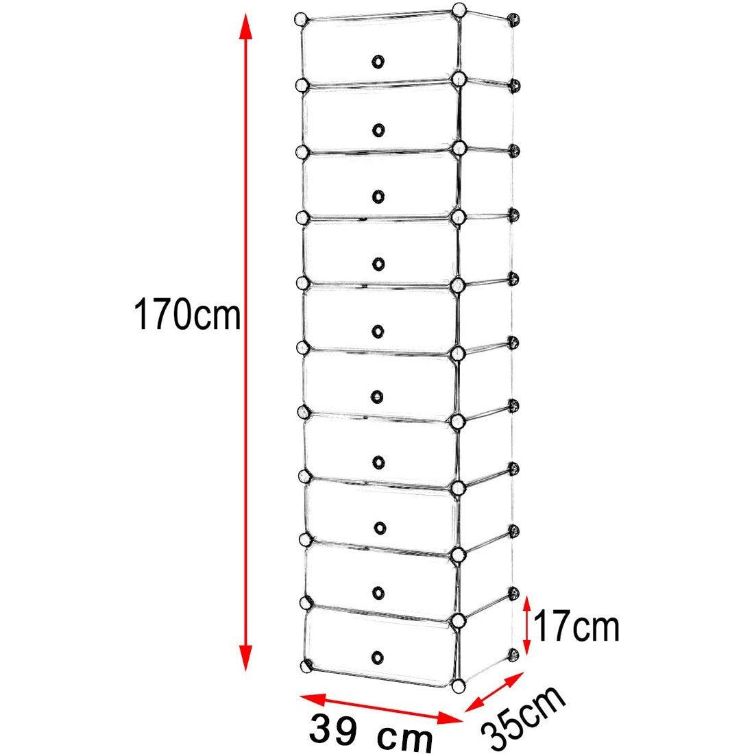 Étagère à chaussures modulaire 10 compartiments rangement peu encombrants en PVC