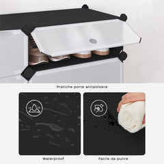 Étagère à chaussures modulaire 10 compartiments rangement peu encombrants en PVC