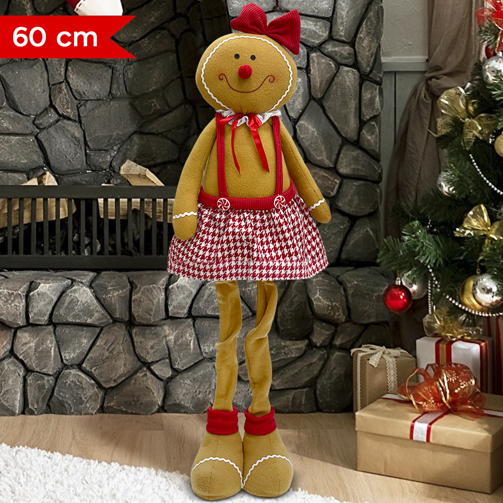 Décoration Femme pain d'épice 60cm 301103 Décoration de Noël avec lumières