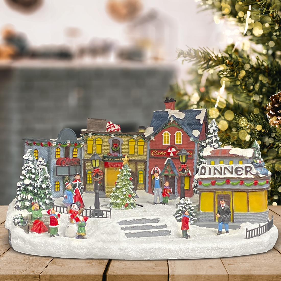 Décoration Village de Noël 361046 avec Lumières, Sons et Mouvement 41x30x22 cm