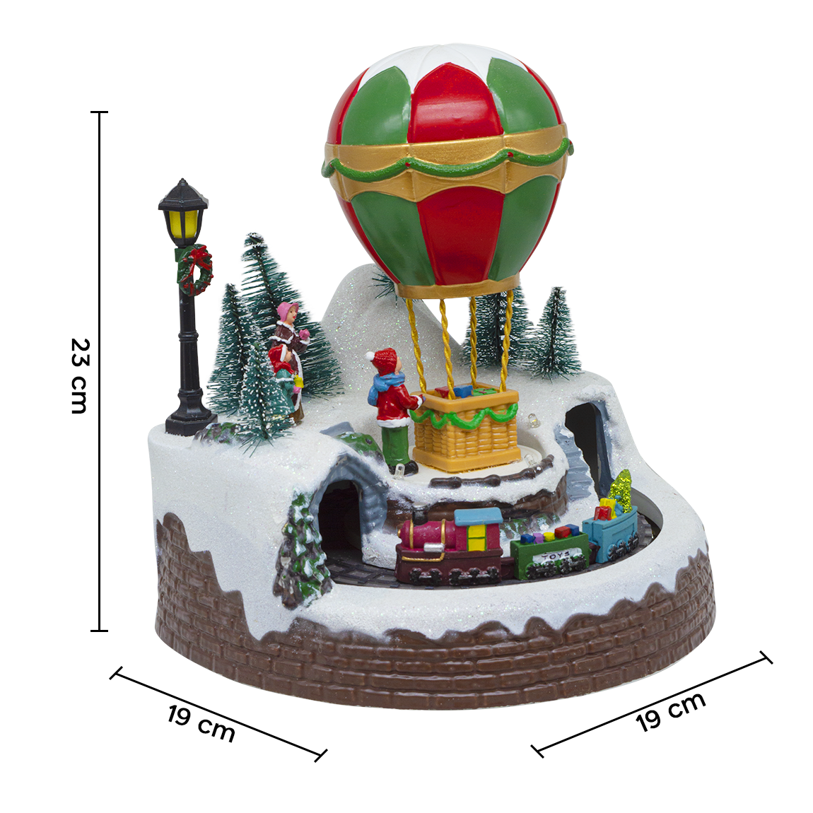 Ballon Village de Noël 19x19x23cm 361055 avec Lumières, Musique et Mouvement
