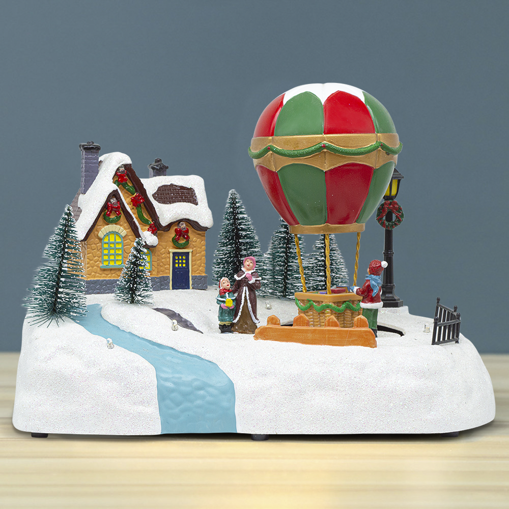 Village de Noël 28x18x18cm 361060 Décoration avec Lumières, Sons et Mouvement