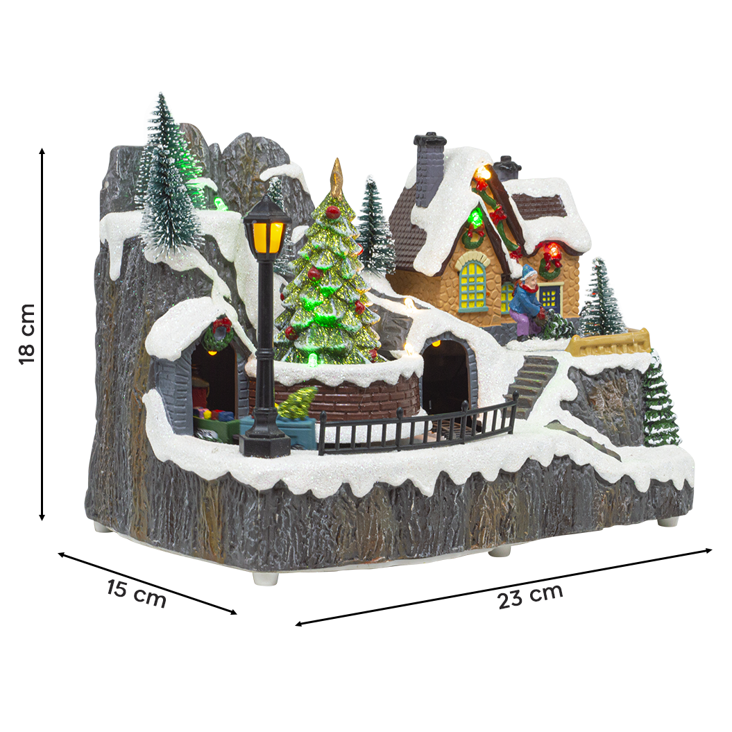 Village de Noël 23x15x18 cm 361073 Décoration avec Lumières Musique et Mouvement