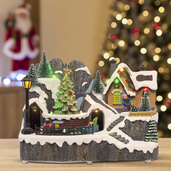 Village de Noël 23x15x18 cm 361073 Décoration avec Lumières Musique et Mouvement